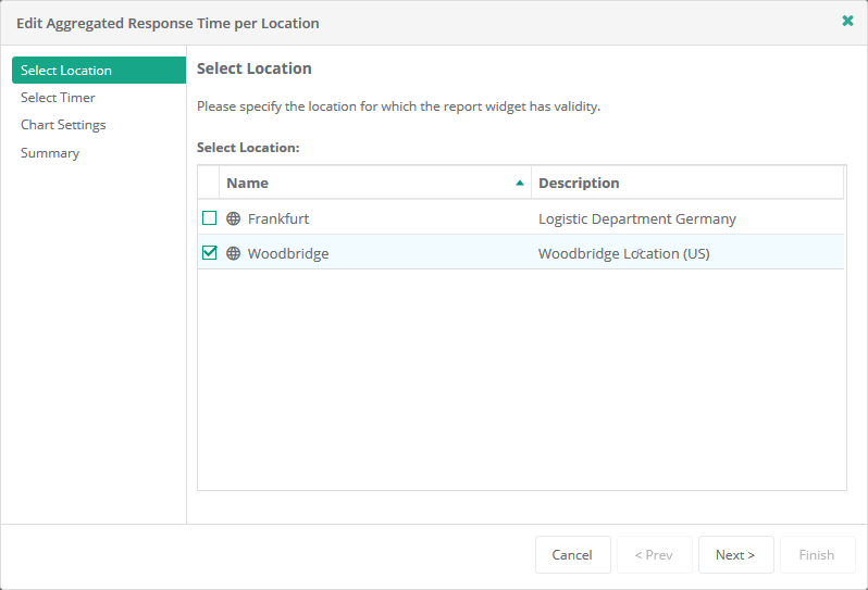 Service Report Aggregated Repsonse Time per Location Settings