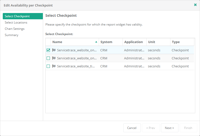 Service Report Availability per Checkpoint Settings