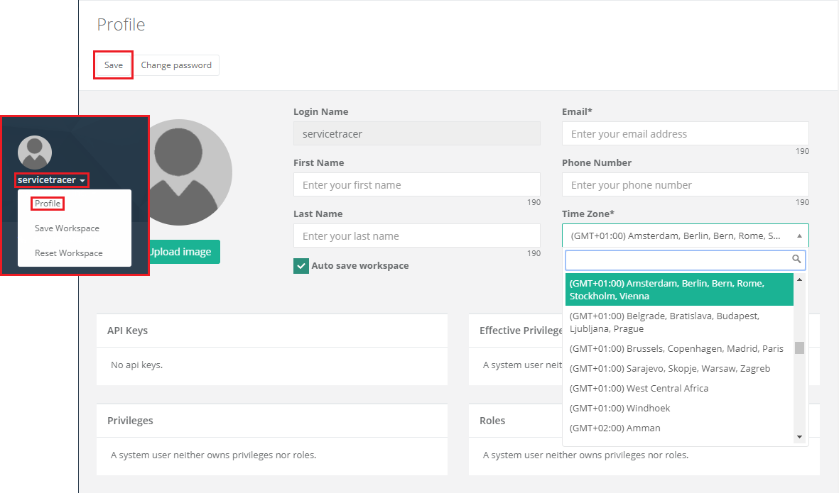 Change User Time Zone
