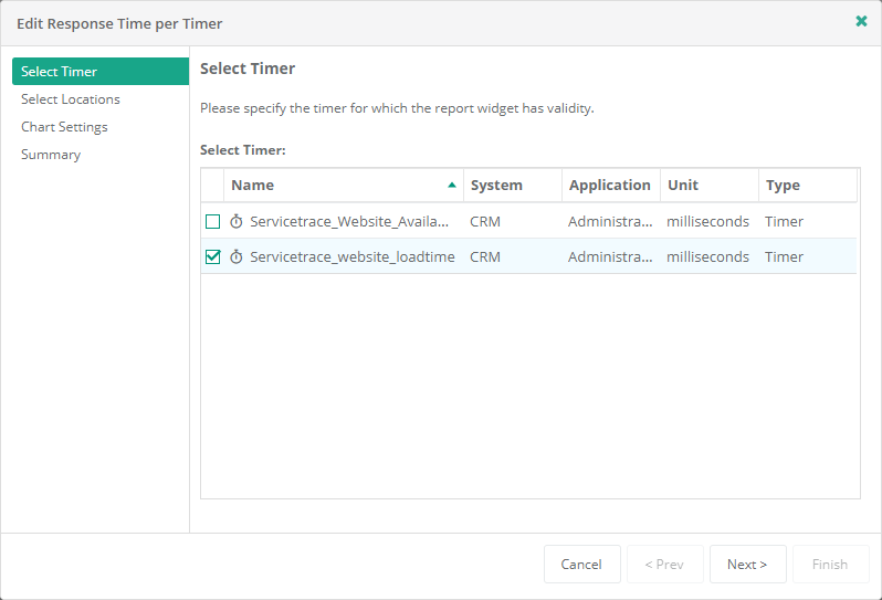Service Report Repsonse Time per Timer Settings