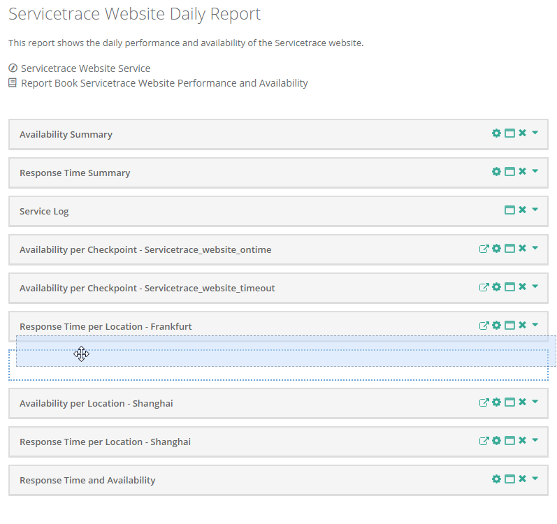 Service Report widget placement