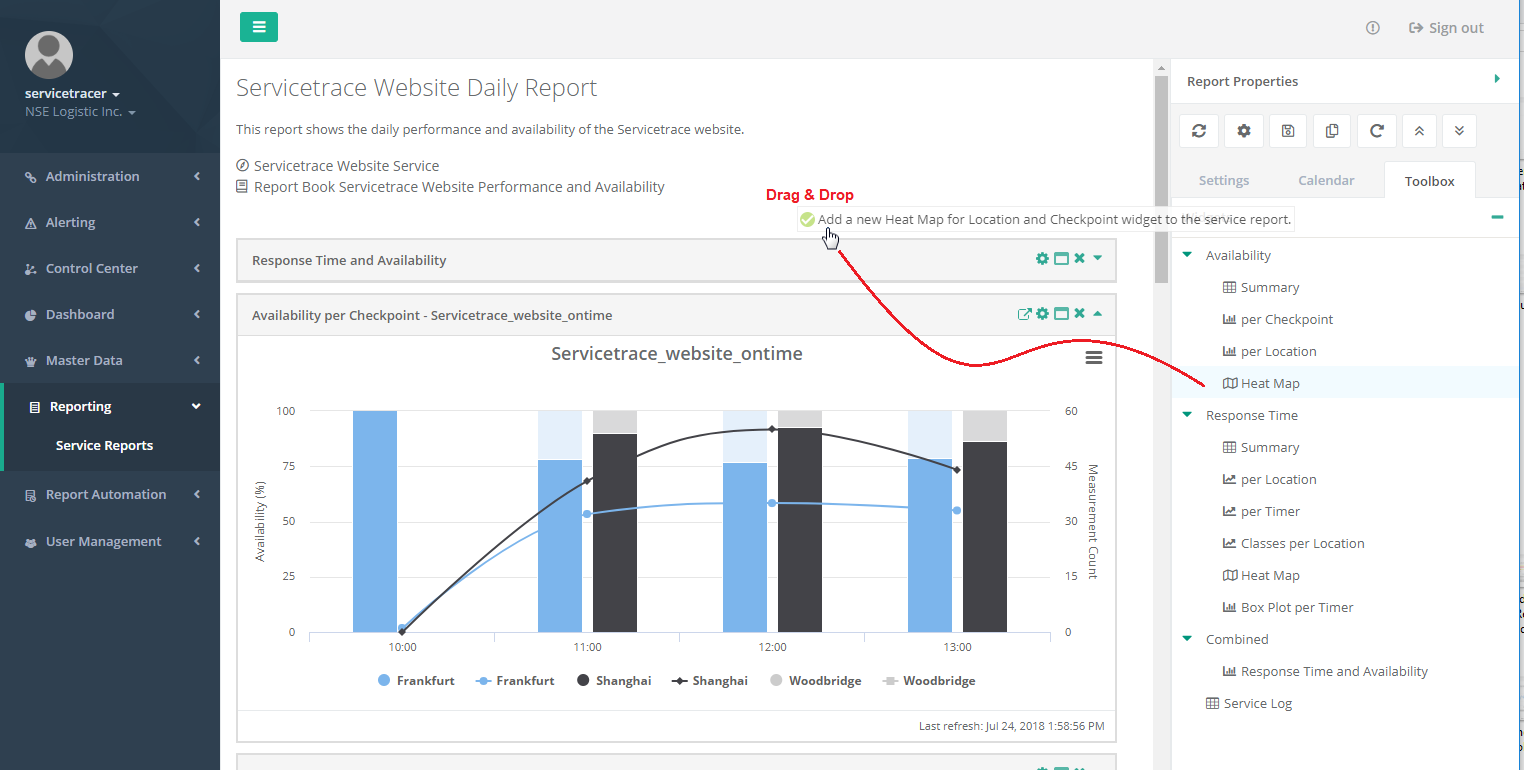Service Report Drag and Drop Elements