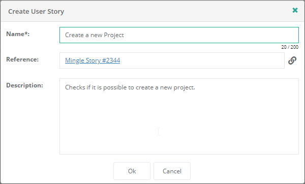 Test Automation Project - Version - UserStories - CreateUserStory
