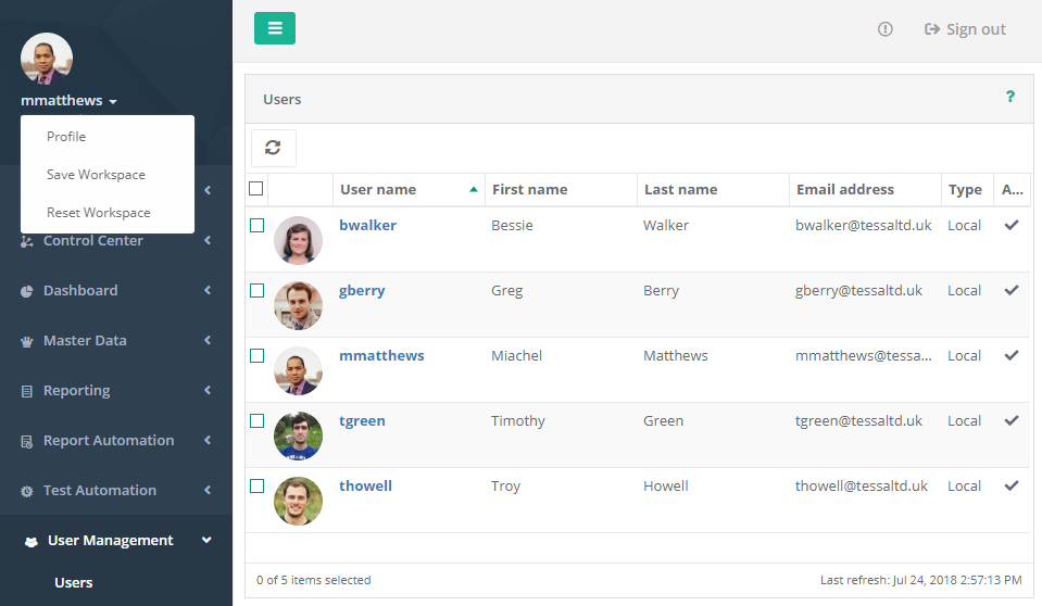 User Workspace