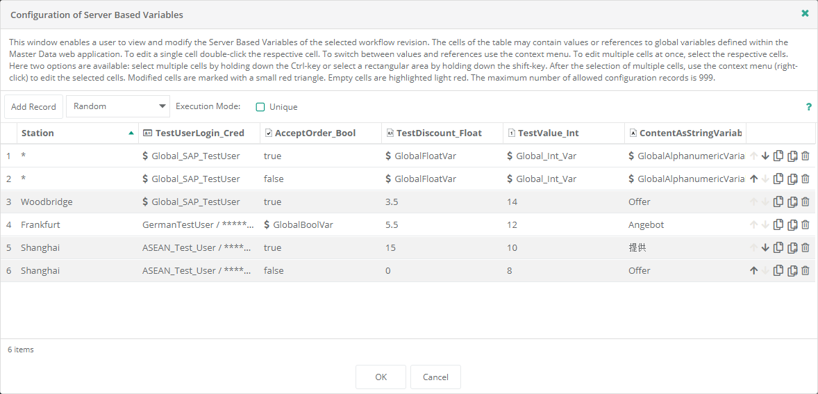 Configuration Table