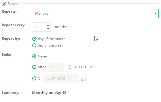Monthly Recurrence