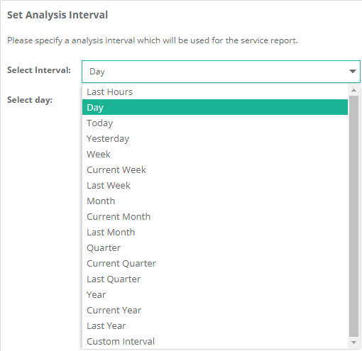 Create Service Report Wizard - Set Analysis Interval 2