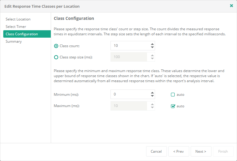 Service Report Response Time Classes per Locations Class Configuration