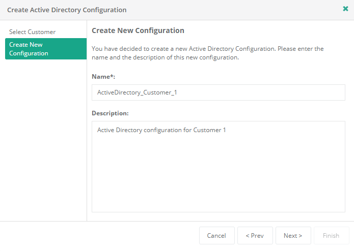 Wizard Active Directory - Create Active Directory Configuration - Create New Configuration