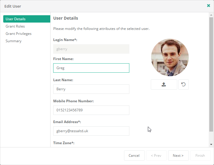 Wizard Edit User - User Details