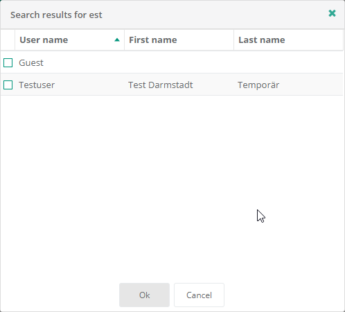 Wizard Create User - Account Type - Search Results