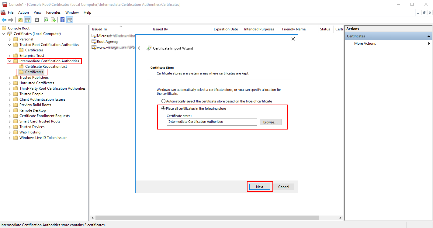 conf_ImportCert_WinKeystore_MMC_File_AddSnapIn_Certificates_IntermediateCA_Import_CertificateStore